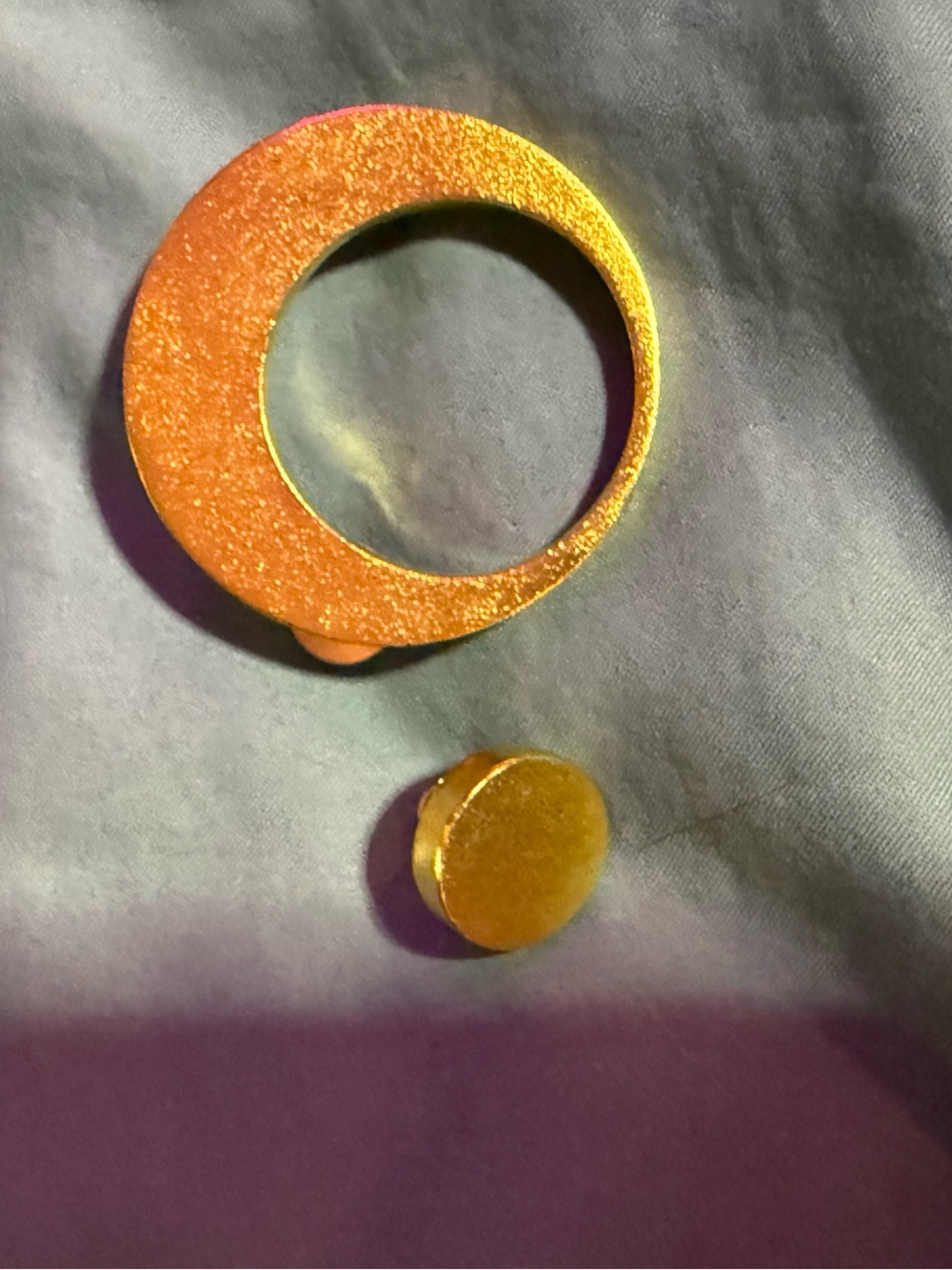 Lee Wolf Gold Tone Circular double brooch